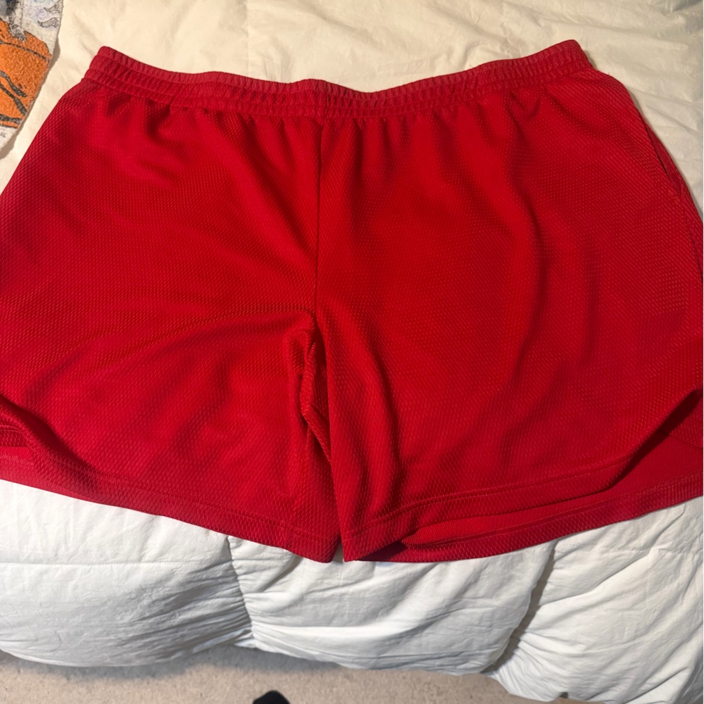 Red mens Athletic Mesh Shorts